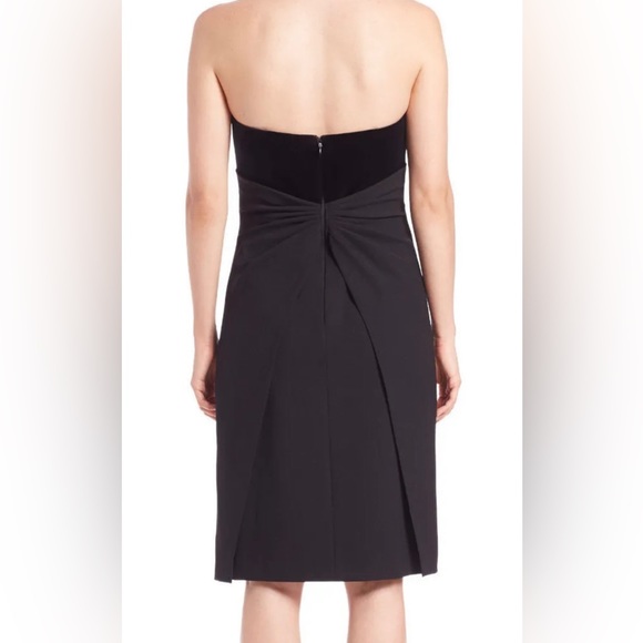 NWT AIDAN MATTOX Strapless Velvet / Crepe Bow Dress LBD Little Black Dress 0 - Picture 6 of 9